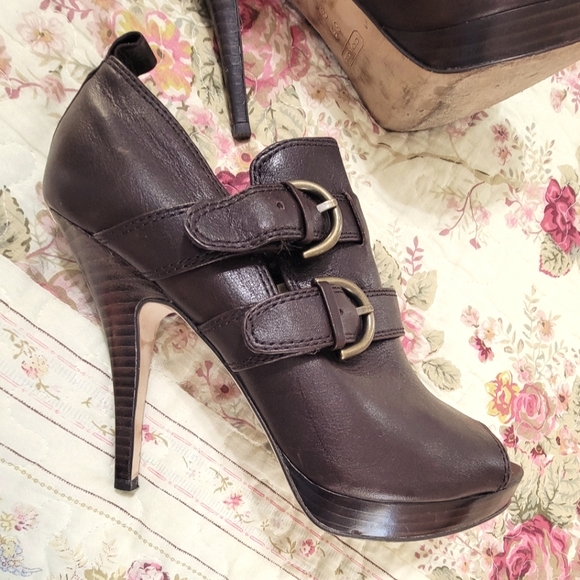 Coach Shoes - COACH Alexia Brown Platform Shooties Pumps Peep toe 8.5
